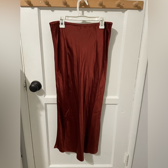 Madewell Drawstring Midi Slip Skirt in Rust - Picture 3 of 3